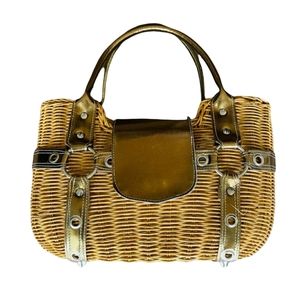 Aldo Wicker Faux Leather Tote Tan